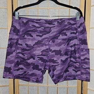 Purple Camo Athletic Shorts With Pockets